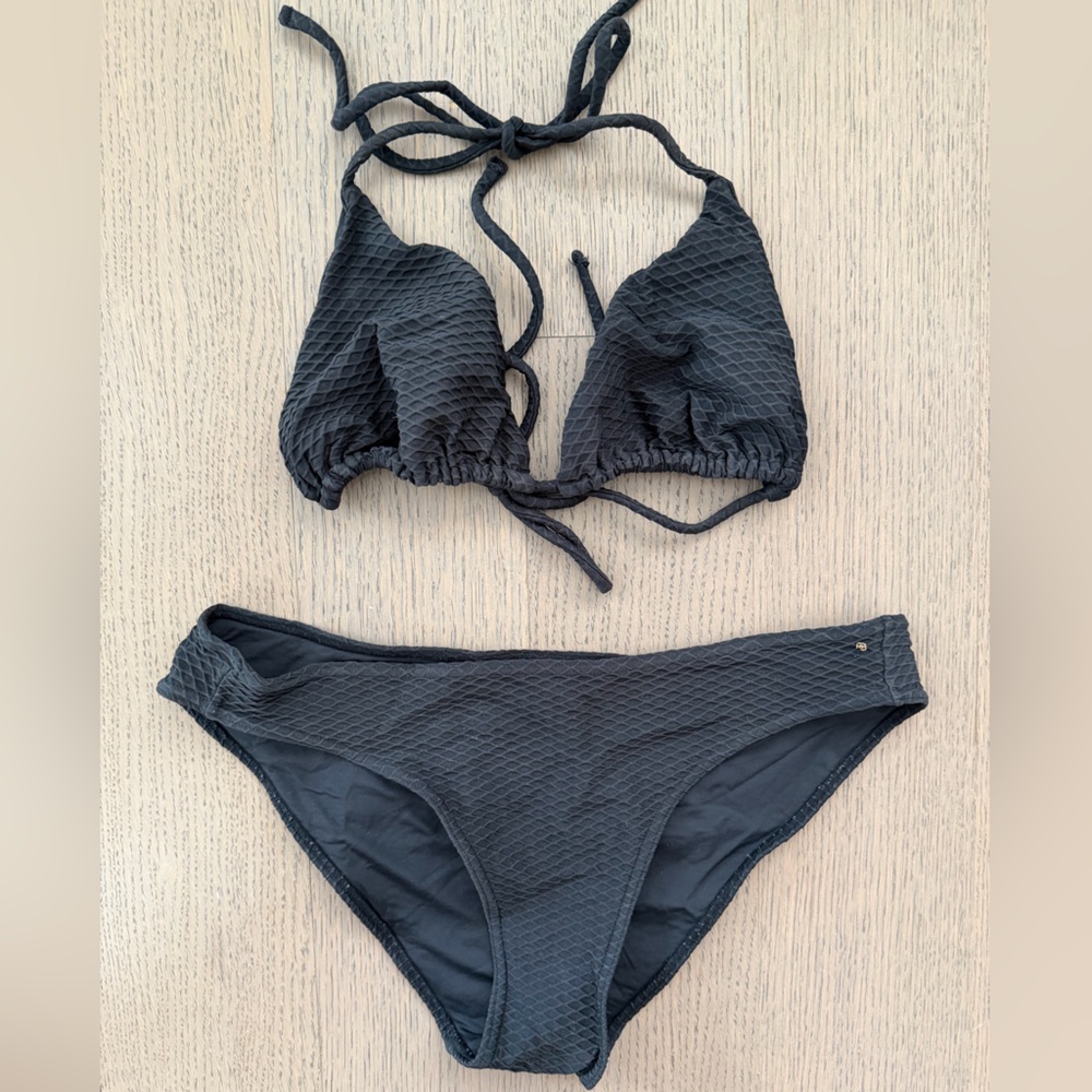 Anine bing black string bikini